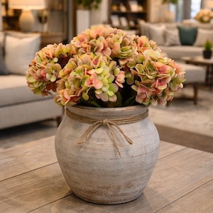 Pack of 6-Large Bloom-19"-Quality Faux Hydrangea soft PEVA film petals-Perfect Fall Color Decor