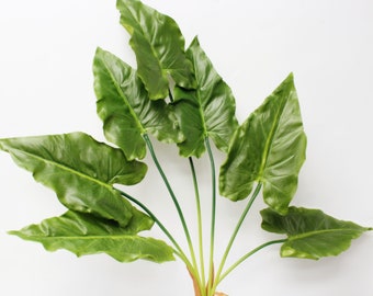 Real Touch Alocasia Leaf Spray: 7-Stem Tropical Home Decor
