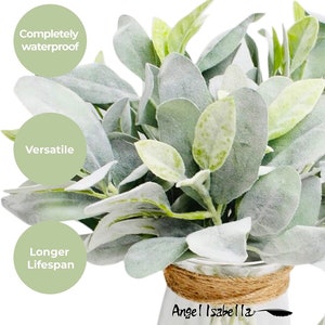 Pack of 10-Newly Production-Quality Lambs Ear Stem-flocked 2 shades of green-thick and soft touch finish