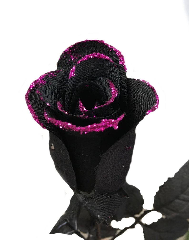 Pack of 20 Long Stem Black Rose With Glitter Trim Centerpiece - Etsy