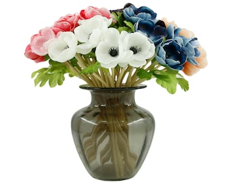Pack of 5-stem: Real Touch Faux Anemone Flower Bouquet -Home Decor/Wedding Arrangements/corsage/boutonniere