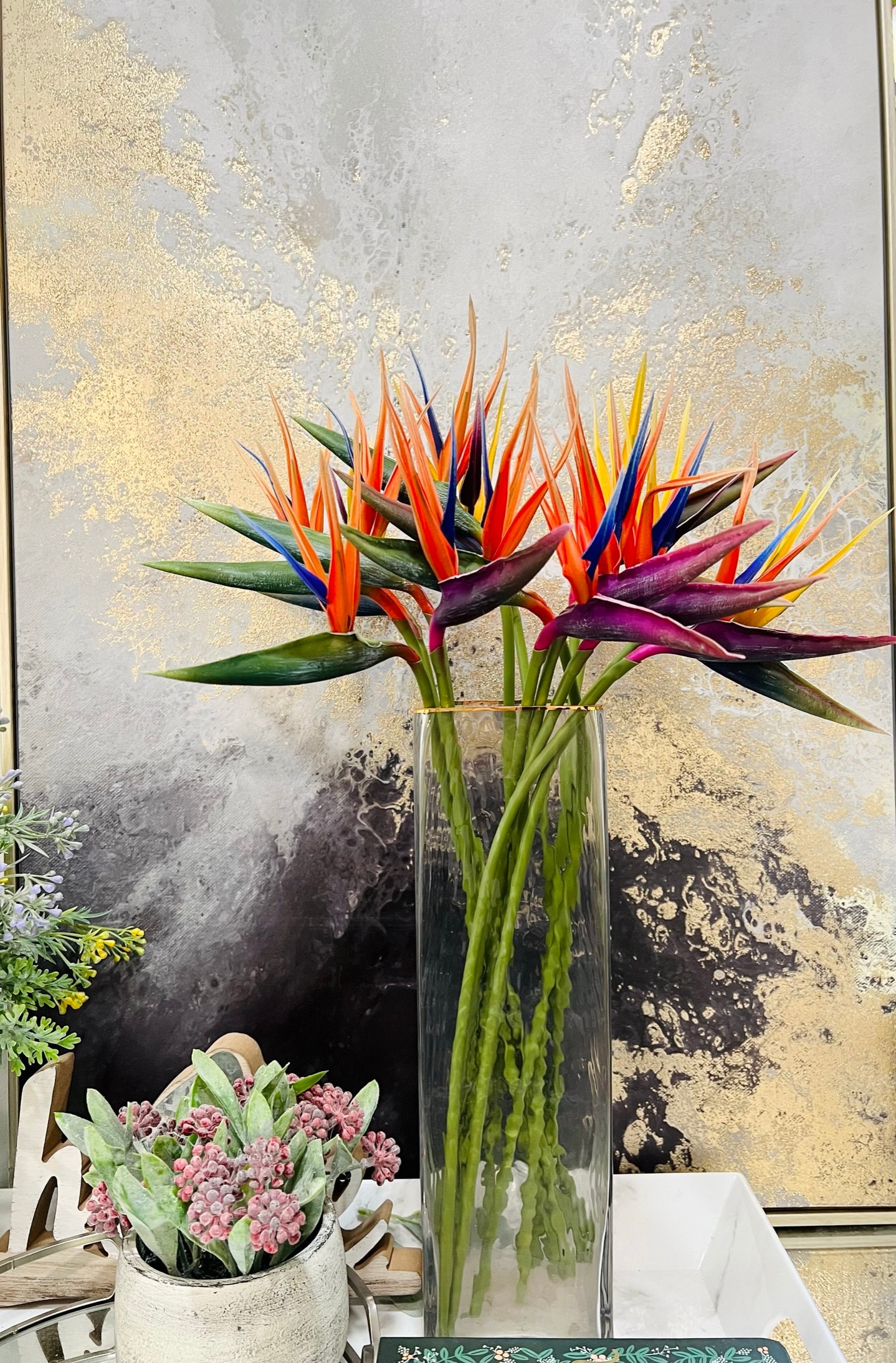 Pack of 6-20" Real touch Lifelike Artificial Bird of Paradise Flower-6 colors Bendable Stem for Floral Arrangements
