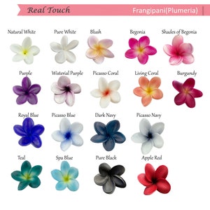 WHOLESALE Bulk-Pack of 100-USA-Real Touch Plumerias Frangipani flowerhead bloom-no stem-centerpiece corsage boutonniere arrangements