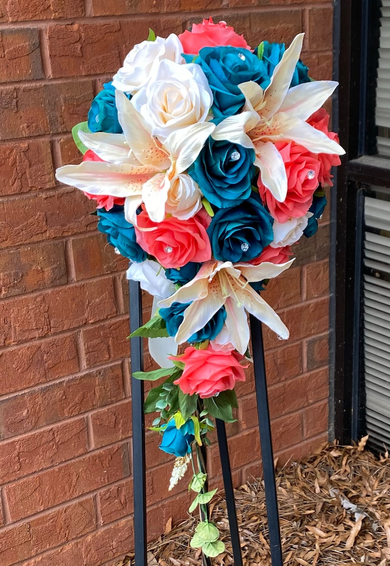 Hand Crafted Artificial Roses Emerald Juniper Green Oasis Teal Etsy