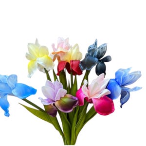 18” Ultra Soft Real Touch Bearded Iris Stem Home office Decor long lasting lifelike quality