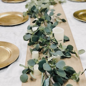 58 or 70 inch Long Quality Artificial lush green silver dollar seeded eucalyptus garland Table Centerpiece Arch Decoration