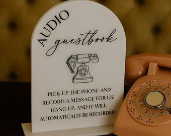 Acrylic Audio Guest Book Sign: Minimalist Arch Table Decor