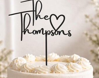 Personalized Last Name Acrylic Cake Topper | Modern Script Wedding