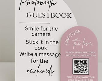 Custom Acrylic Wedding Photobooth Guestbook & QR Code Sign Set