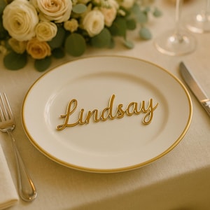 Personalized Wedding Name Tags – Guest Place Cards – Table Name Signs – Custom Acrylic Place Settings- Laser Cut