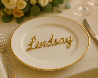 Personalized Wedding Name Tags – Guest Place Cards – Table Name Signs – Custom Acrylic Place Settings- Laser Cut