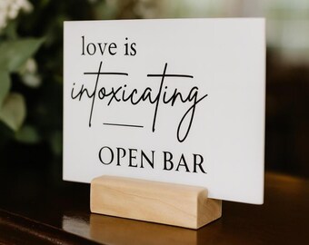 Modern Acrylic Bar Sign: "Love Is Intoxicating" Wedding Reception Decor