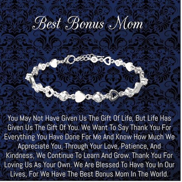 Sterling silver Bonus Mom mothers day Gift,  Bonus mom bracelet , Step Mother Gift from Bride, Step Mom Gift, Stepmom Necklace,