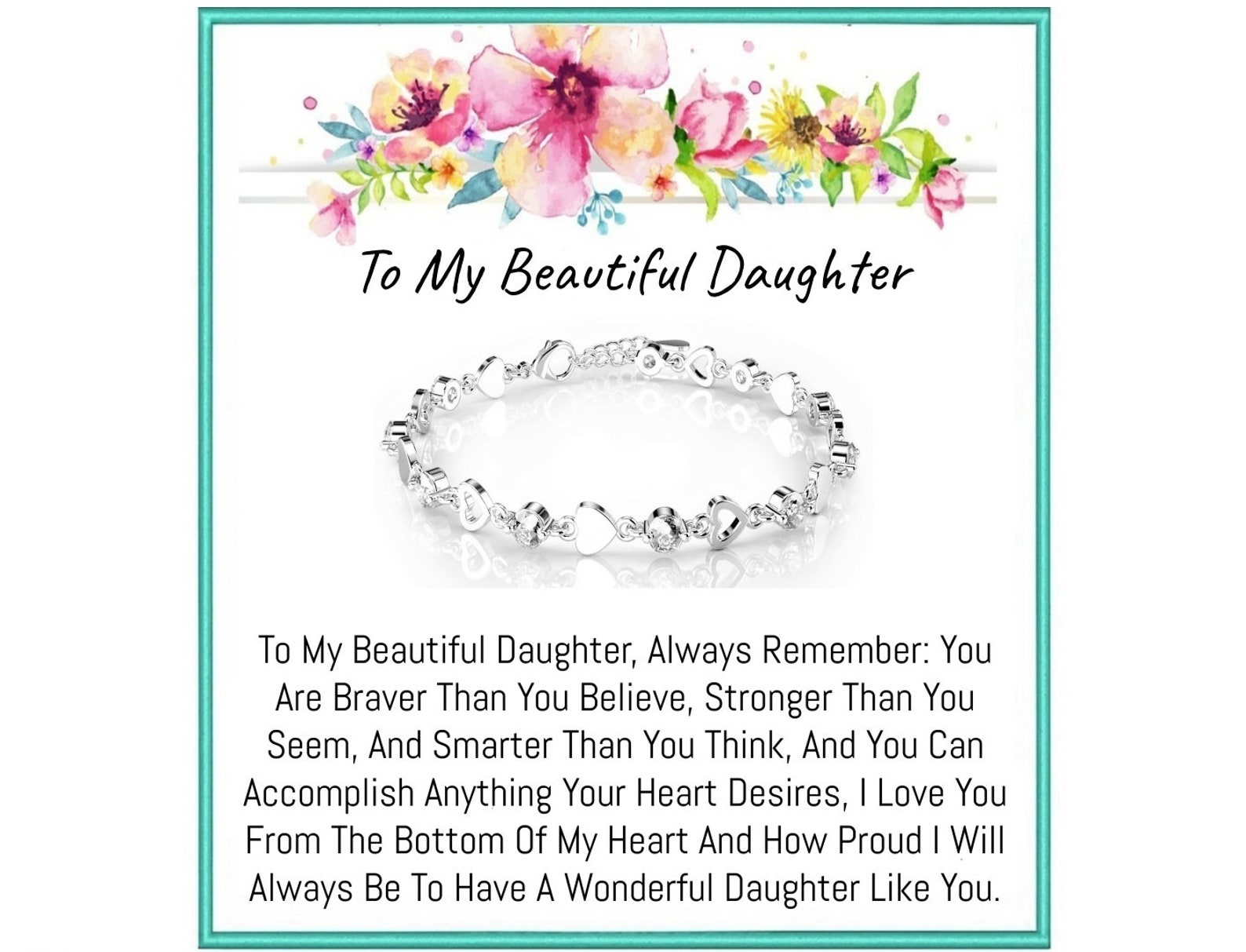 Sterling Silver Daughter Bracelet Daughter Birthday Gift From Etsy