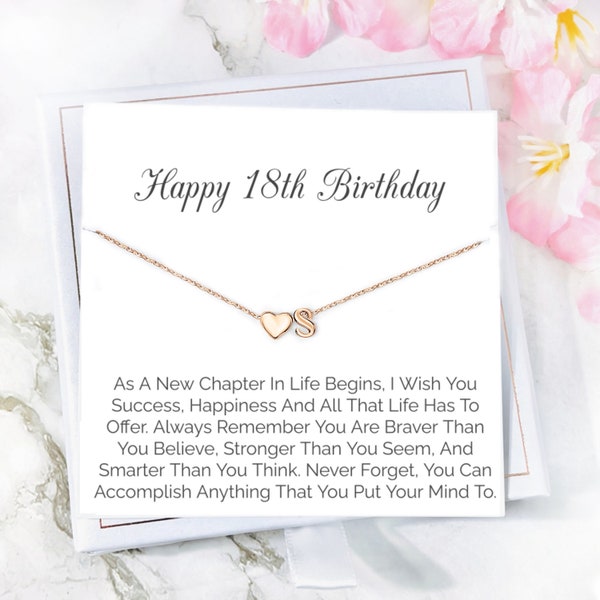 Personalized Initial 18th Birthday Girl Gift, 18th Birthday Necklace Gift, 18th Birthday Gift Official Teenager, for 18 Year Old Girl