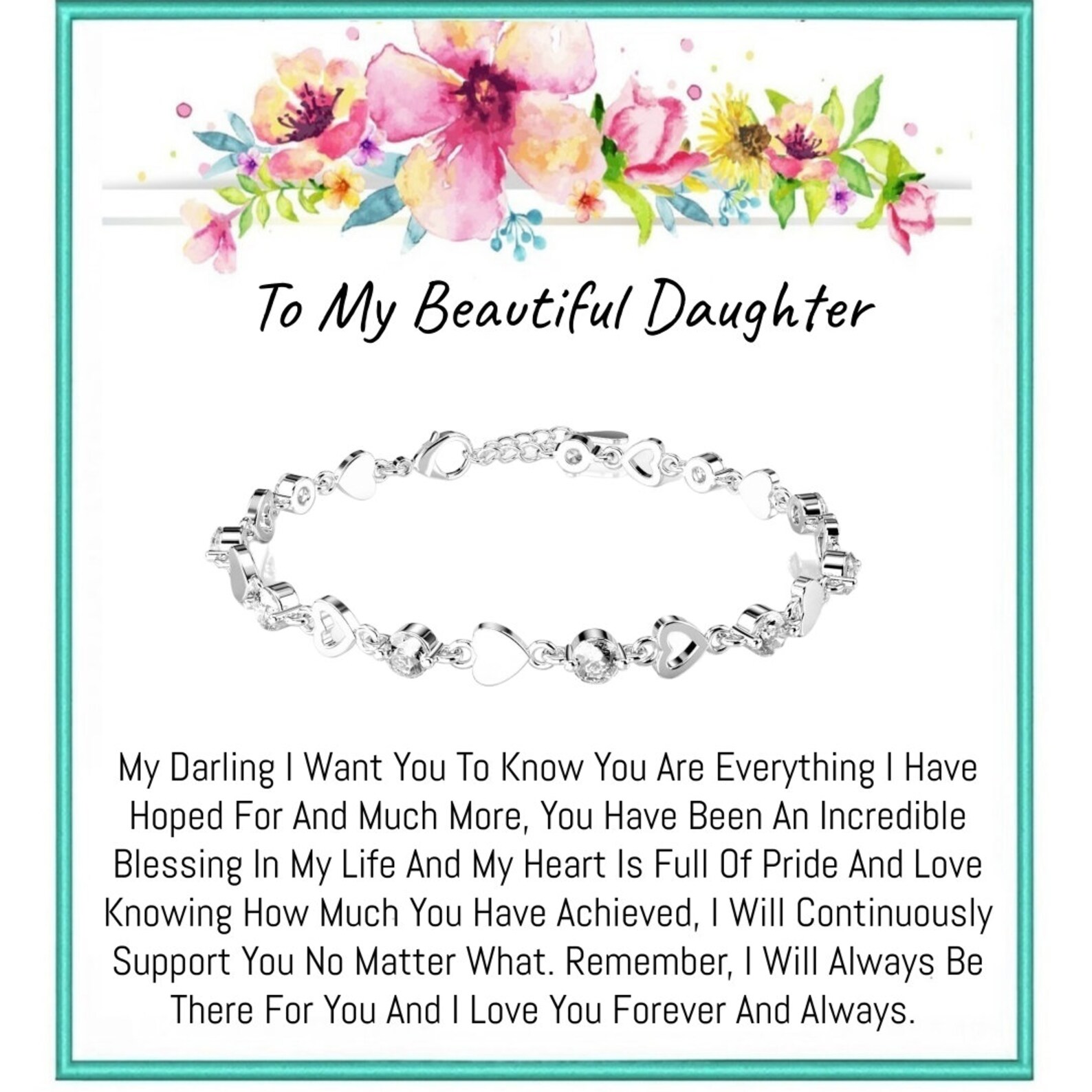 Sterling Silver Daughter Bracelet Daughter Birthday Gift From Etsy