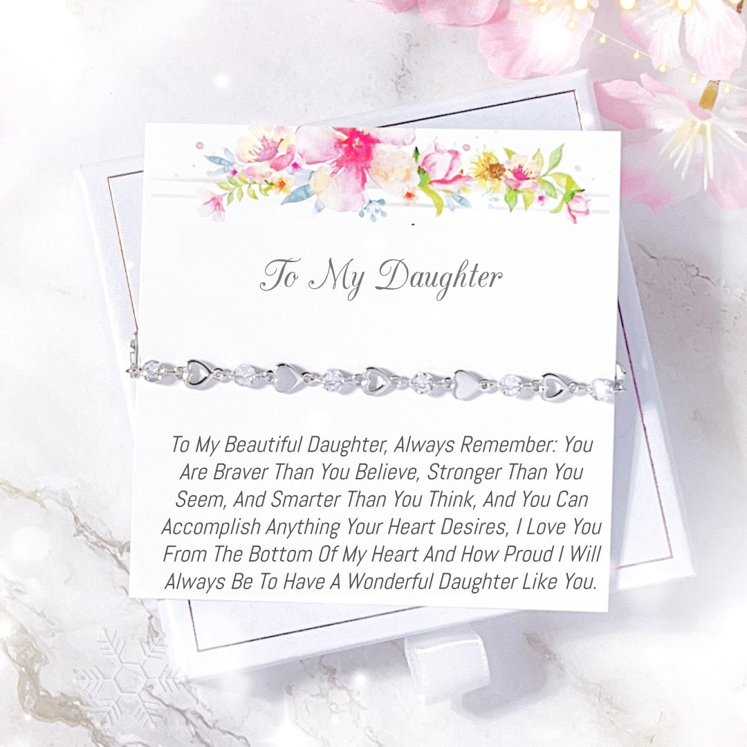 Sterling Silver Daughter Bracelet Daughter Birthday Gift From Mom