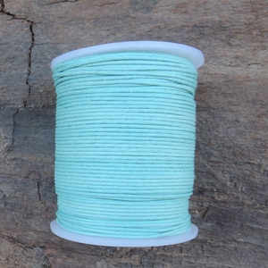 1mm Smooth Round Turquoise / Water Green Waxed Cotton Cord