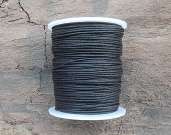 1mm Smooth Round Black Waxed Cotton Cord