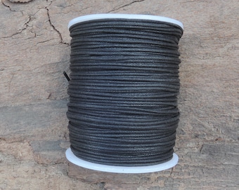 1.5mm Smooth Round Black Waxed Cotton Cord