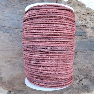2 mm Reddish Brown Round Suede Leather Cord from 3 to 50 meters (3.3 yards to 54 yards)