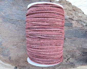 2 mm Reddish Brown Round Suede Leather Cord from 3 to 50 meters (3.3 yards to 54 yards)