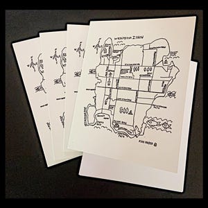 Ensemble de 4 cartes de correspondance avec carte de l'île de Washington, Wisconsin avec enveloppes