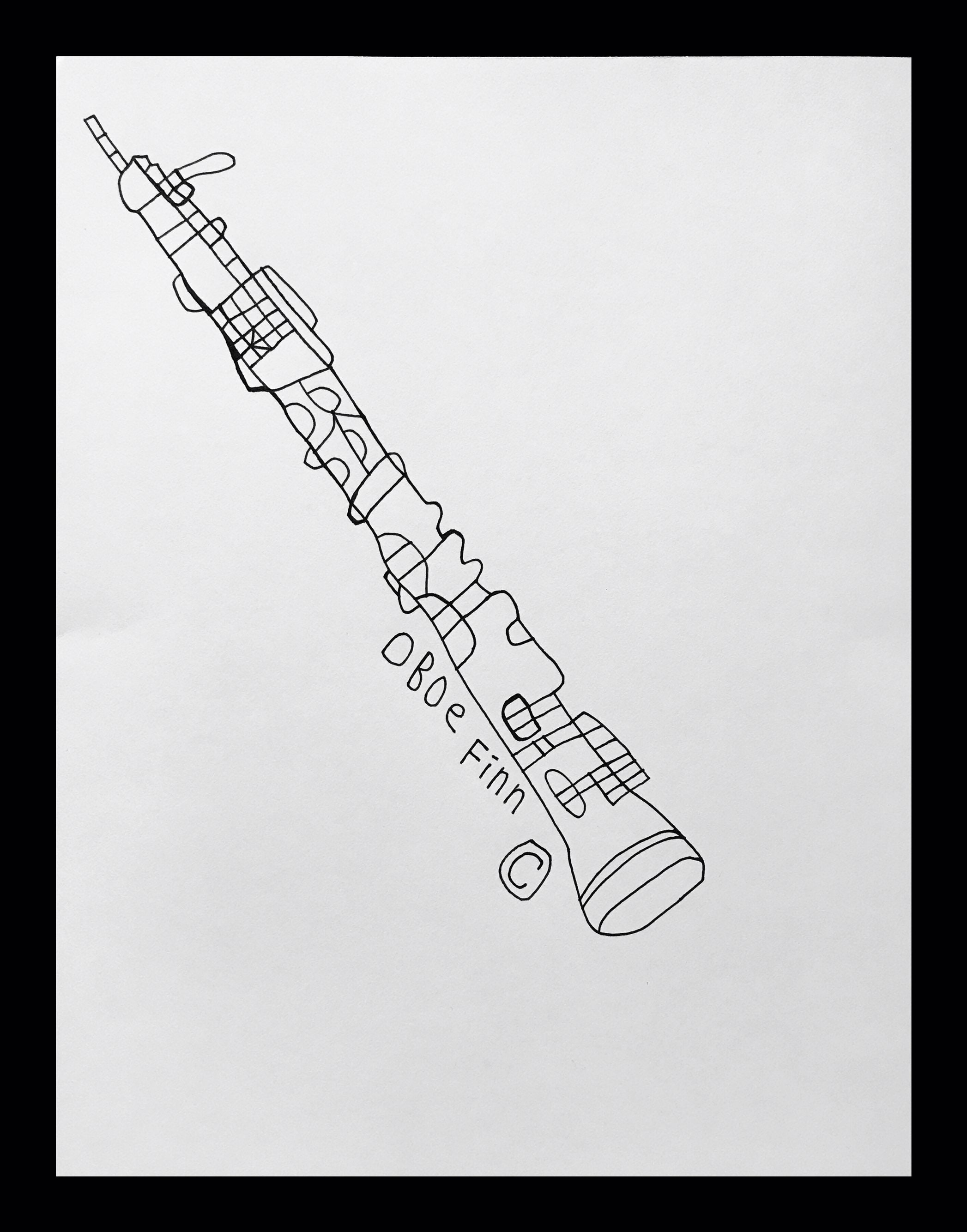 Oboe 8 1/2 X 11 Framed Print From Original Ink Drawing From Etsy