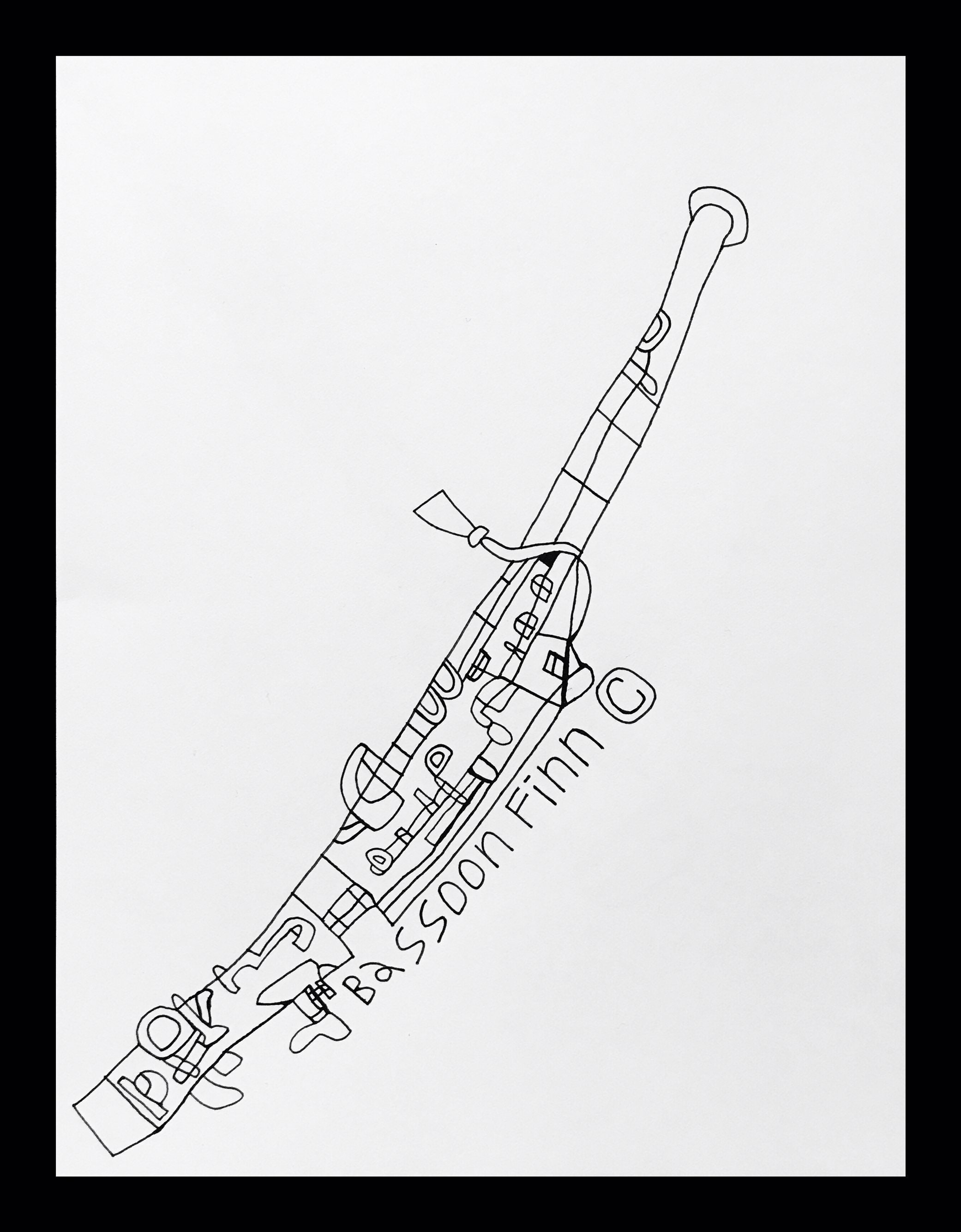 Bassoon 8 1/2 X 11 Framed Print From Original Ink Drawing From Etsy