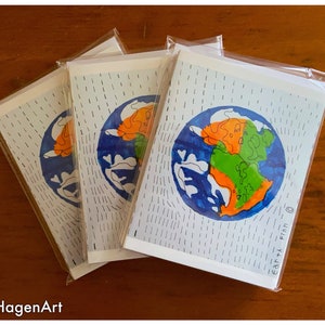 Earth Greeting Cards Original Design Earth Blank Note Cards by Finn Hagen of FinnHagenArt-Set of 4