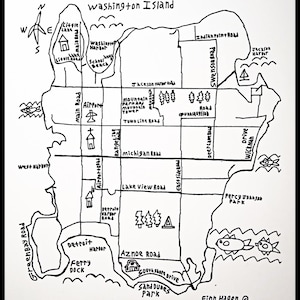 Originele ingelijste kaart van Washington Island (Wisconsin) door FinnHagenArt