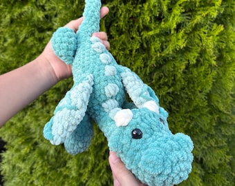Crochet Dragon Plushie, Soft Yarn Stuffed Animal