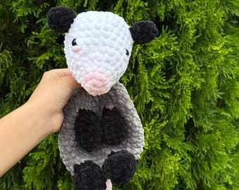 Crochet Opossum Snuggler: Handmade Plush Lovey