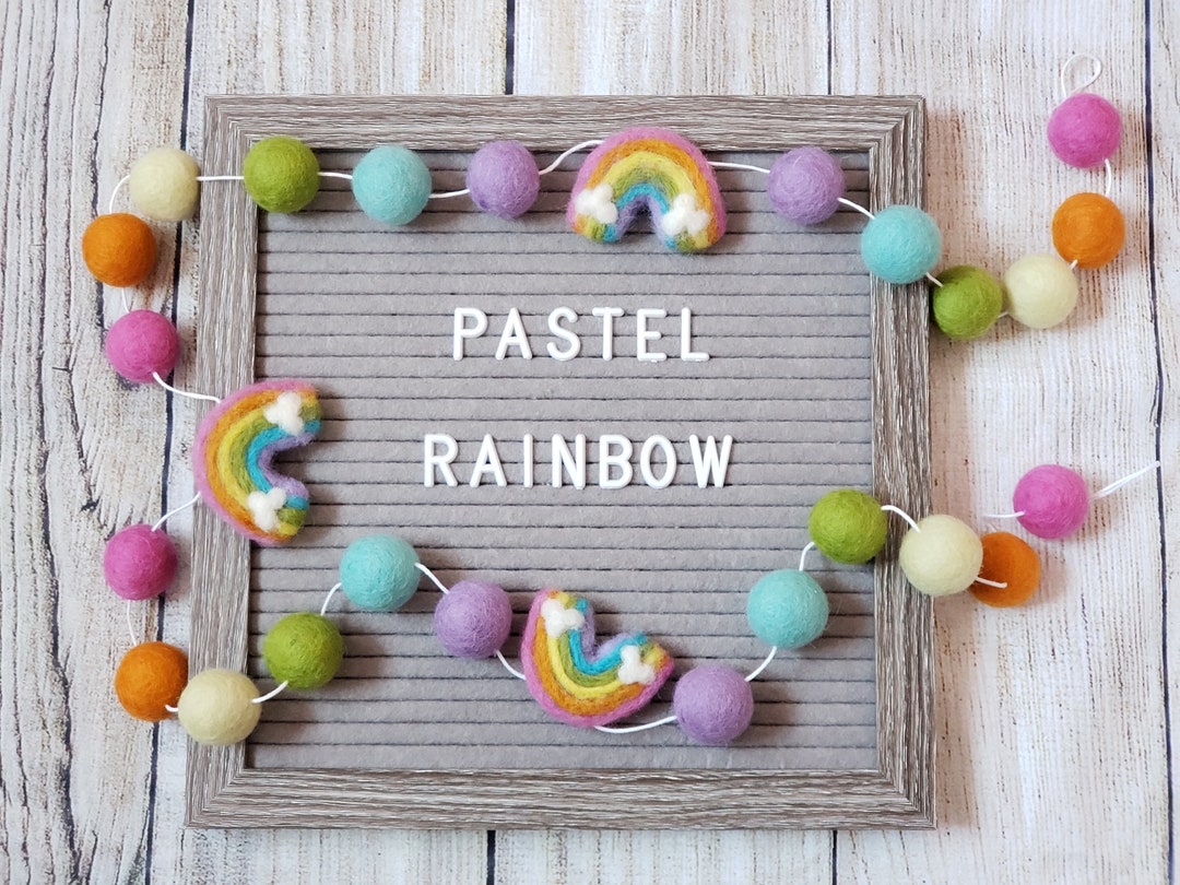 Pastel Rainbow Garland Felt Rainbow Pastel Color Nursery Etsy