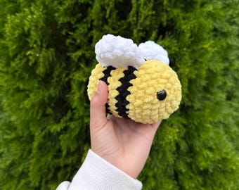 Bee Crochet Plushie, Handmade Amigurumi Bee