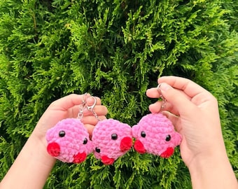 Crochet Kirby Keychain, Handmade Amigurumi ,Amigurumi Kirby