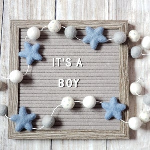 Baby shower Garland , Star Felt Garland, Baby Boy Garland, Nursery room Garland, Felt ball Garland Decorations, Felt Star Garland,