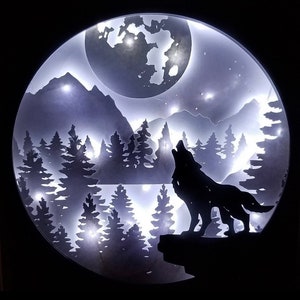 3D Wolf Shadowbox