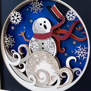 Boîte d’ombres de bonhomme de neige 3D
