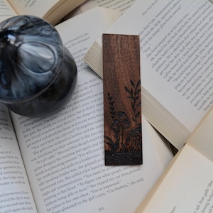 Mushroom bookmark woodburned bookmark toadstool book accessory for book lover gift for bookworm bookmark mushroom reader gift mushroom book