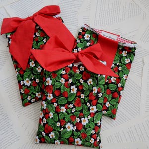 Strawberry Bow book sleeve red strawberry book sleeve book accessory for bible protective cover for travel case for book gift for reader