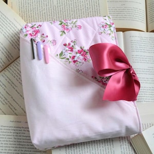 Floral Bible sleeve with bow bible cover with pocket for bible study cover gift for Christian bible sleeve for women gift for her pink bible