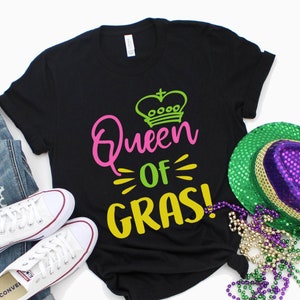 Queen Of Gras Shirt For Women, New Orleans Mardi Gras Louisiana Masquerade Crown Carnival Parade TShirt, NOLA Tee Outfit Gift
