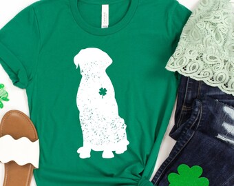 Camicia per il giorno di San Patrizio da donna, cute 4 leaf clover shamrock heart dog lover TShirt, labrador retriever gift felpa, lucky irish tee