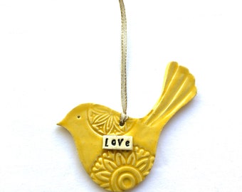 Ceramic Love Bird Ornament