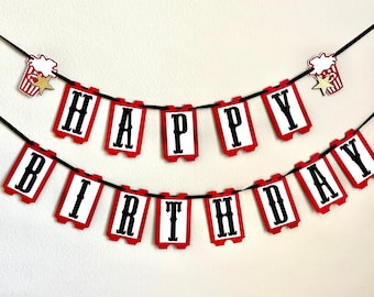 Movie Night Birthday Banner, Ticket Theme Party Decor