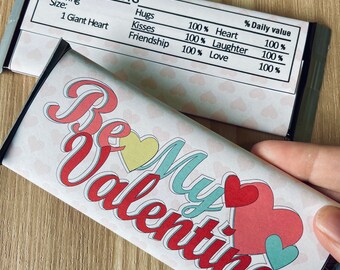 Valentine Candy Bar Wrapper, Printable Party Favor (PDF)