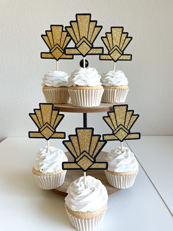 Art Deco Cupcake Toppers/gatsby Cupcake Toppers/1920's | Etsy