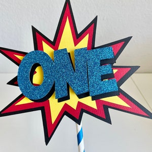 Comic Book Cake Topper/Comic Pow/Superhero 1st Birthday/Comic Book Party