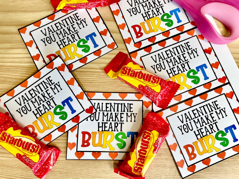 Printable Valentines/starburst Valentine/valentine Party - Etsy